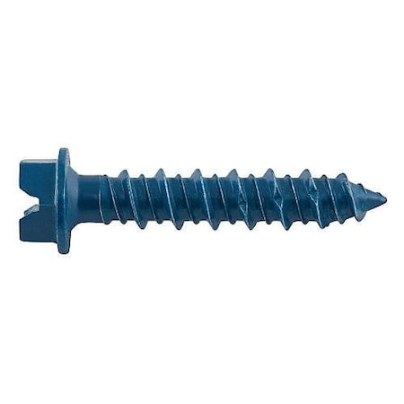 Dewalt Concrete Screw Anchor, 3/16" Dia., Hex Washer, 4" L, Carbon Steel Stalgard Blue, 100 PK DEW DFM12712